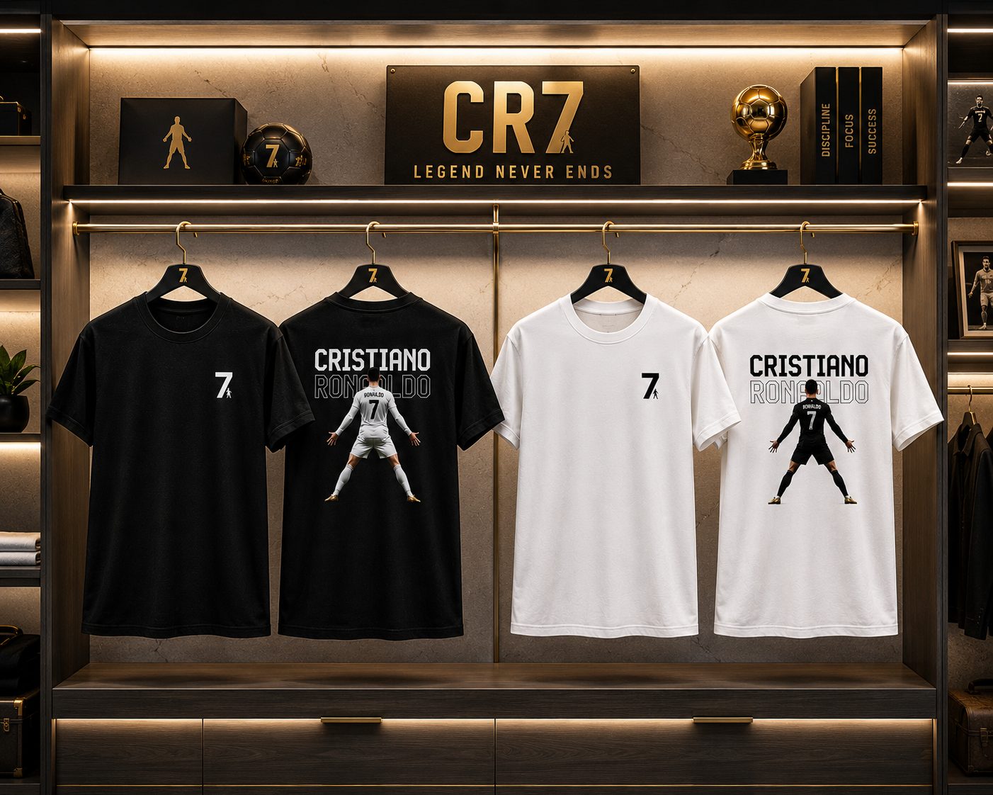 Hanging display of the CR7 The Legend Ronaldo Fan T-Shirt by UnikornTribes
