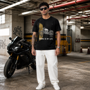 Rider wearing the Biking Is My Life motorcycle t-shirt in black, front print reading BIKING IS MY LIFE | Unikorn Tribes