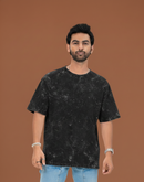 Plain acid wash oversized t-shirt in black, 240 GSM heavyweight cotton with a faded finish