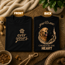 You and Me Chosen by the Heart oversized pet parent t-shirt in black, folded to show the front print