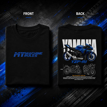 My Machine My Rules oversized biker t-shirt in black, folded to show the front print