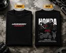 Folded black Legendary Hornet Premium Oversized Biker T-Shirt showing front typography and detailed motorcycle back artwork by Unikorn Tribes.